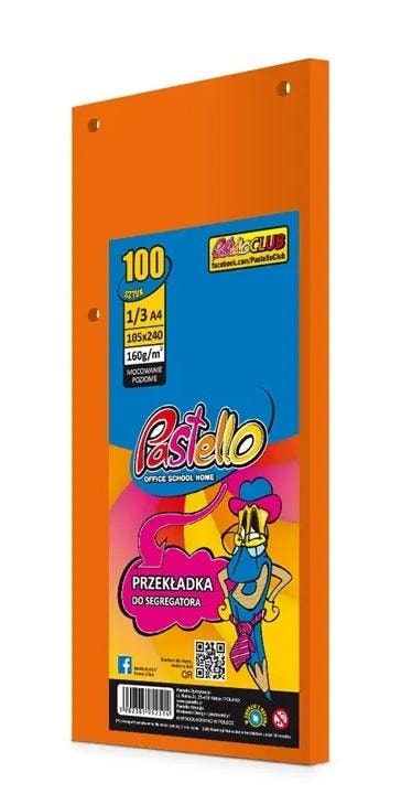 Alfa Pastello Dividers for binder 1/3 A4 orange 100 pieces - ideal for organization