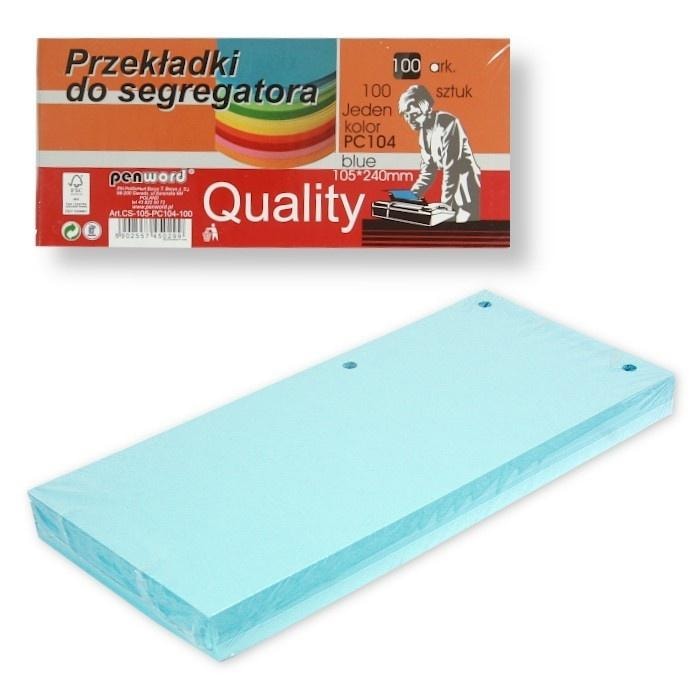 Penword Divider Tabs A4 Cardboard Blue 100 Pieces