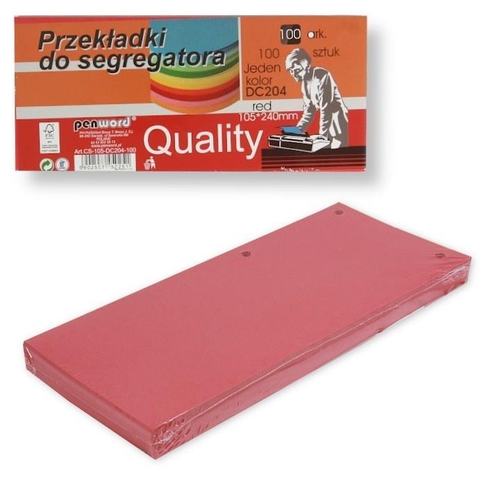Penword Binder Dividers - red, cardboard, 100 pieces