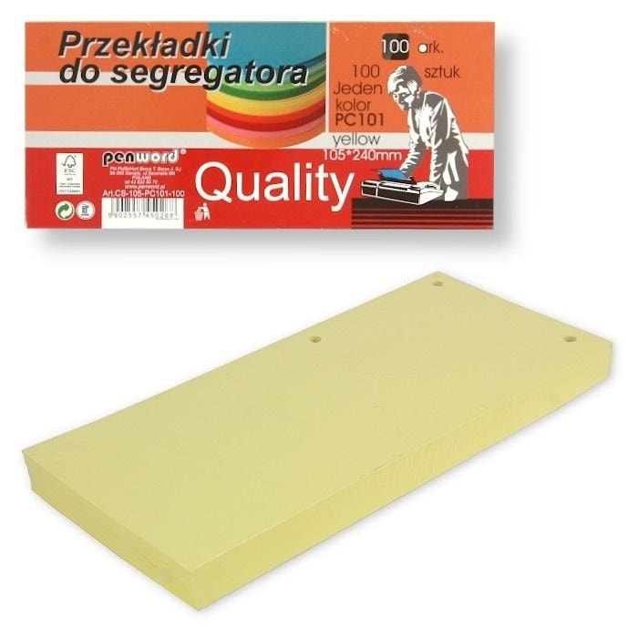 Penword Cardboard Divider Tabs for Ring Binder Yellow 100 Pieces - ideal for organization
