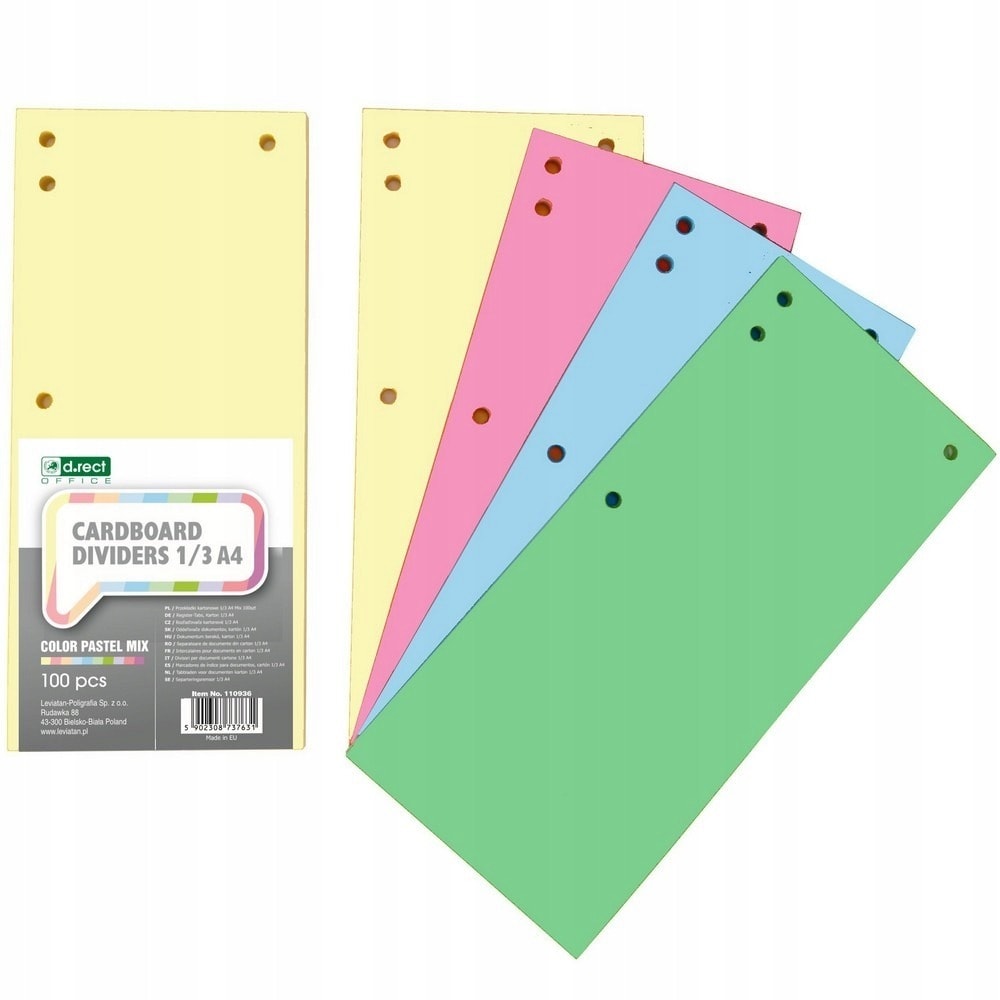 Index Dividers A4 1/3 Cardboard - 100 pieces