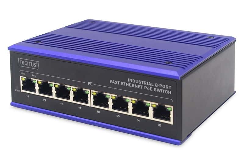 Industrial Switch 8 Port 100Base-TX PoE 240W DIN with Extended Temperature Range