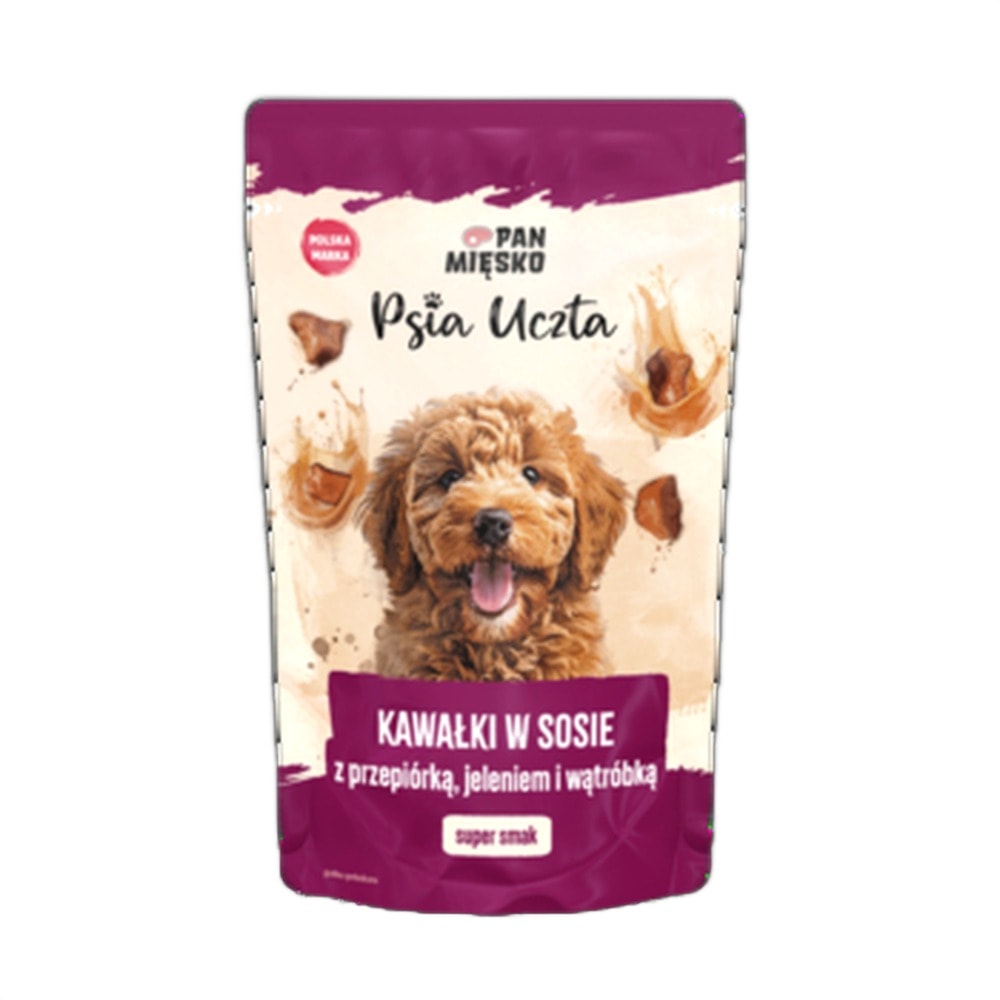 Pan Mięsko Psia Uczta - Dog treat with quail, venison and liver 150g