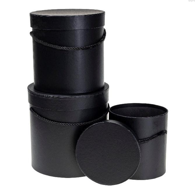 Rozette Flower Box Boxes 3pcs black - perfect as a gift