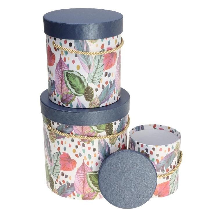 Rozette Flower Box Boxes 3 pcs blue - perfect for a gift