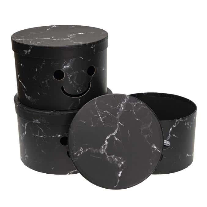 Rozette Flower Box Smile - Set of decorative boxes black 3 pieces