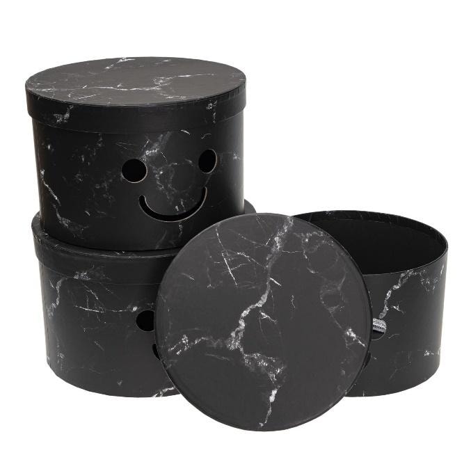 Rozette Flower Box Smile - Set of decorative boxes black 3 pieces