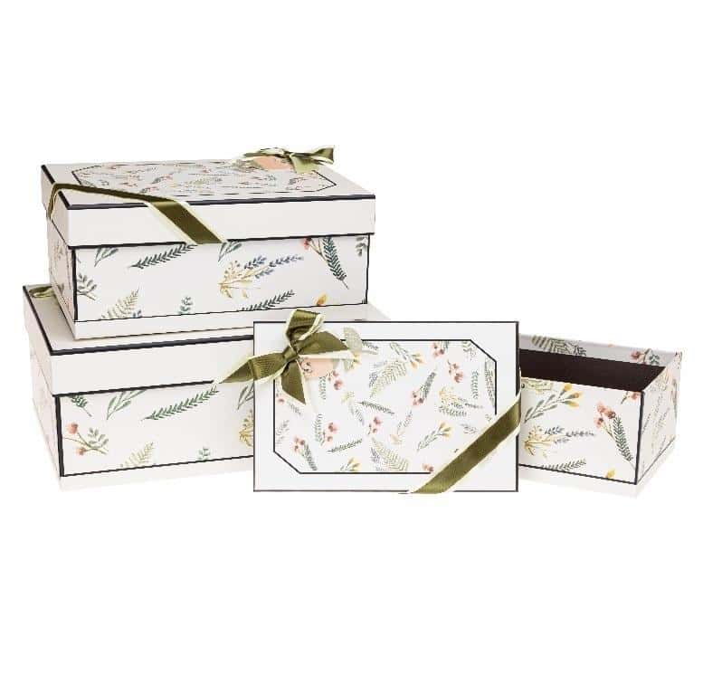 Gift box with ribbon Rozette - set of 3 pieces