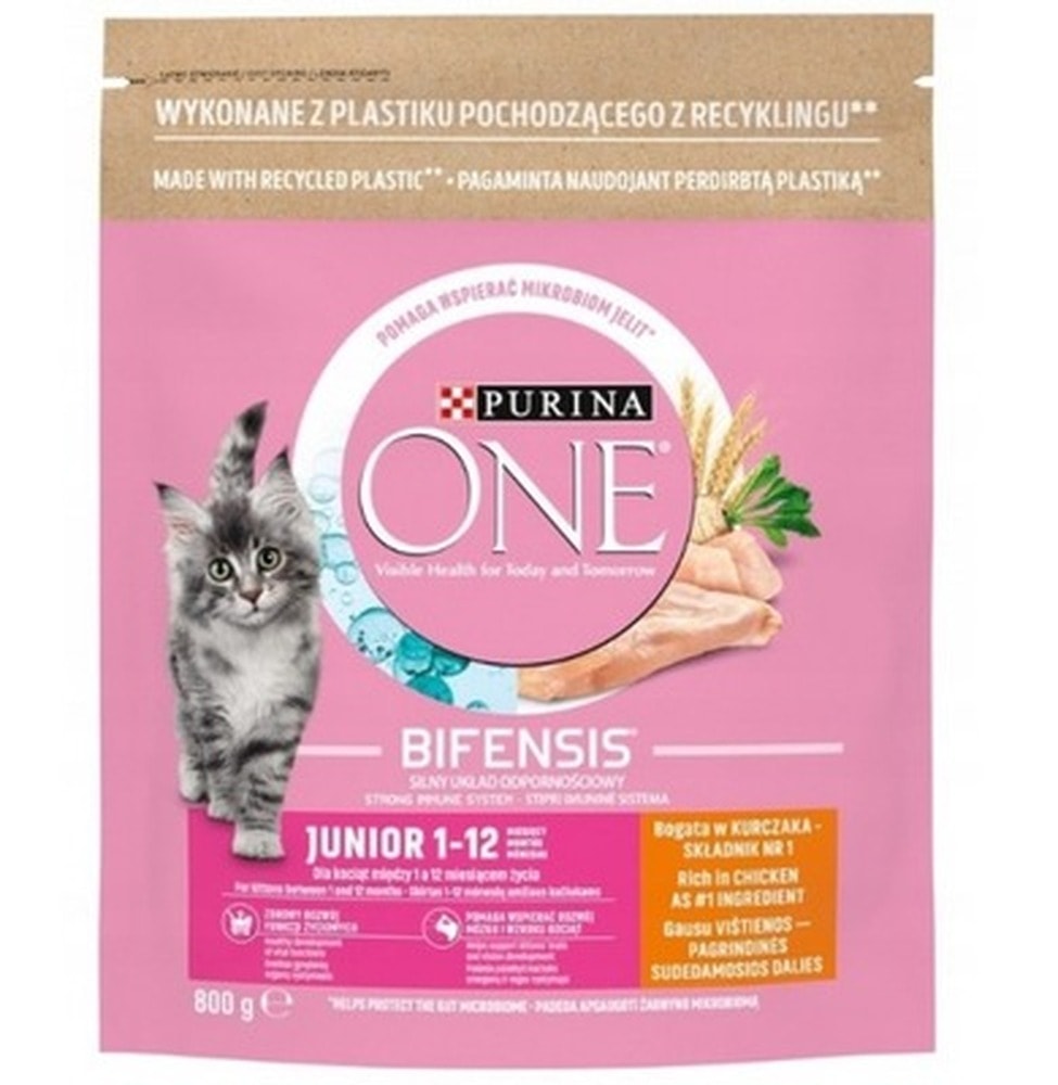 Purina One Bifensis Adult Sensitive - Dry cat food with turkey and rice 800 g - for sensitive cats