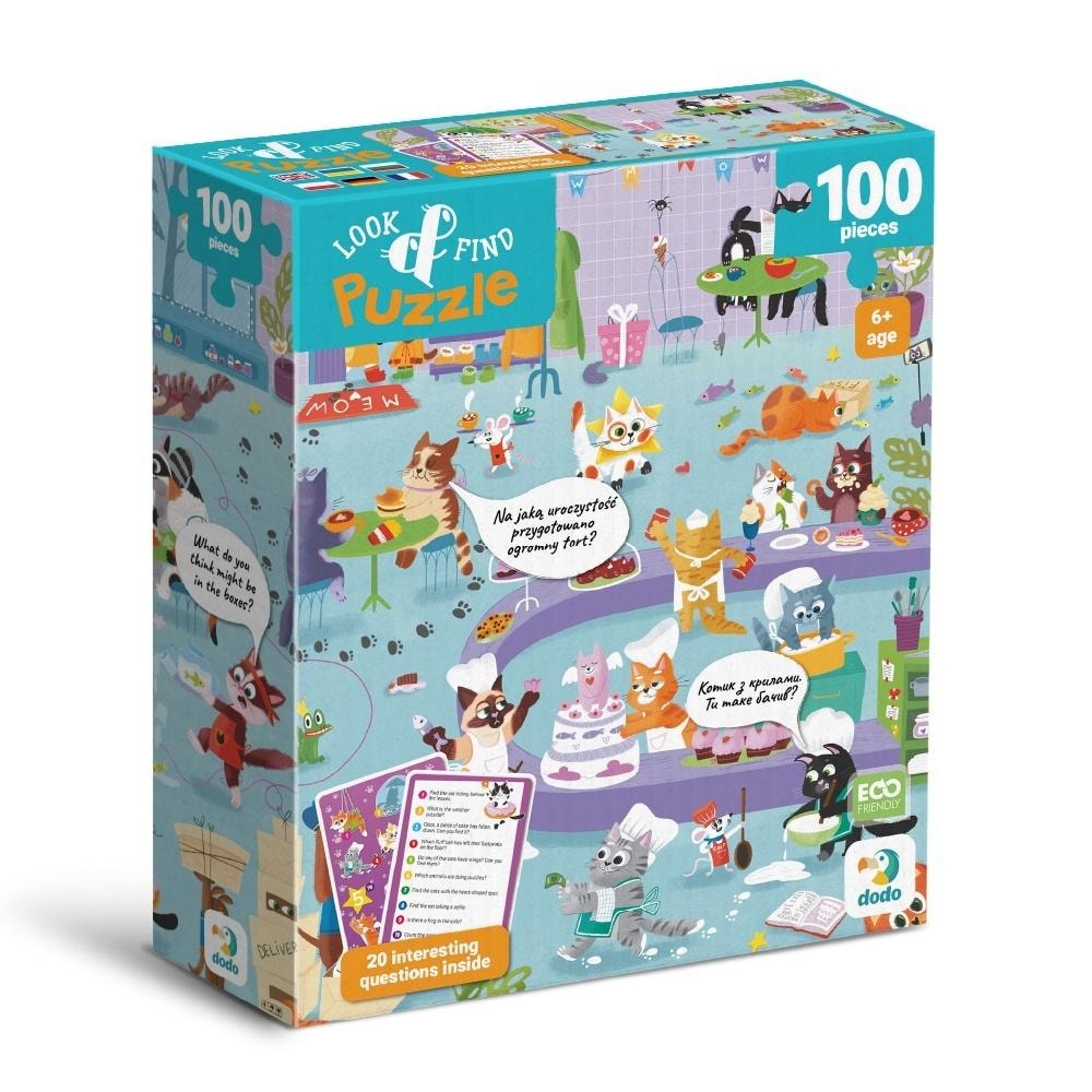 Dodo Puzzle 100 Look&Find Cat Cafe - perfect as a gift