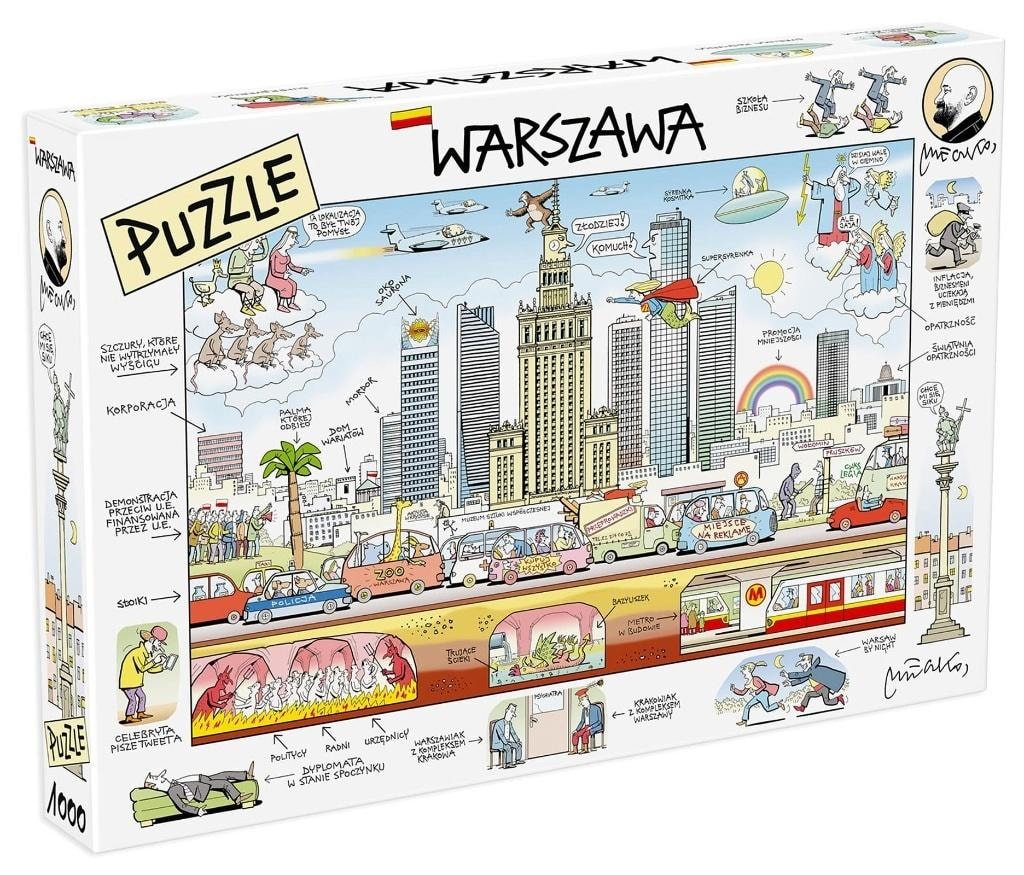 Puzzle 1000 Warsaw - Andrzej Mleczko - discover the capital with humor!