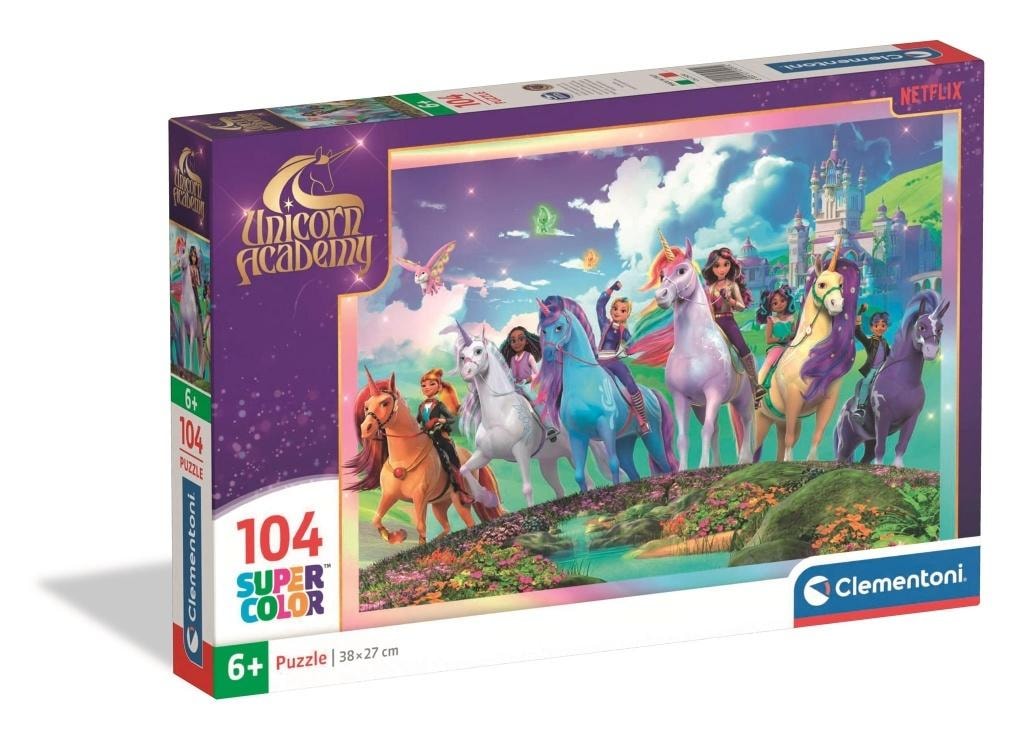 Clementoni Puzzle 104 pieces Super Color Unicorn Academy - perfect as a gift