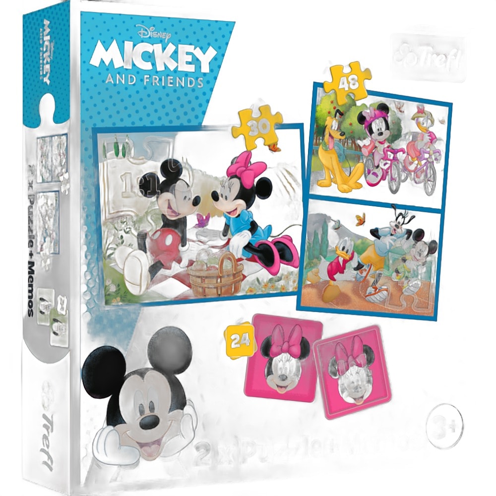 Puzzle 2w1 + memos Poznaj bohaterów Disney 93344