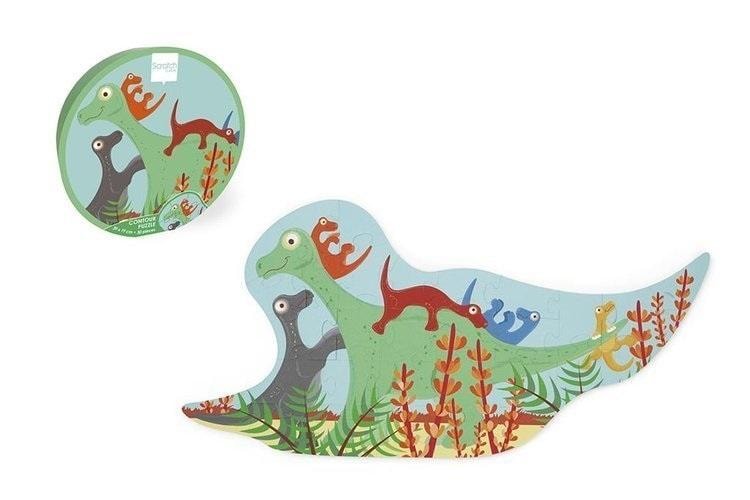 Scratch Contour Puzzle Dinosaurs - 30 pieces for little explorers