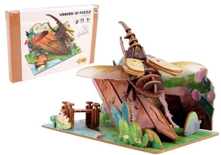 3D Wooden Puzzle Beetle on Tree - educational toy