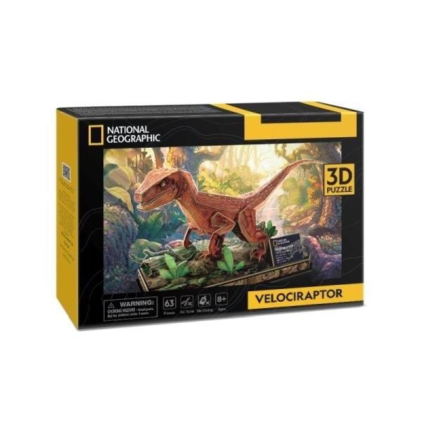 National Geographic Puzzle 3D Dinosaur Velociraptor - 63 pieces