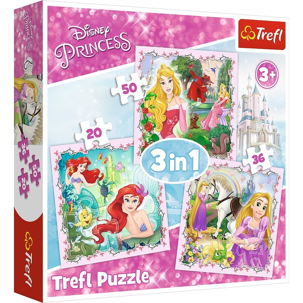 Puzzle 3w1 (20,36,50) Roszpunka Aurora i Arielka 34842