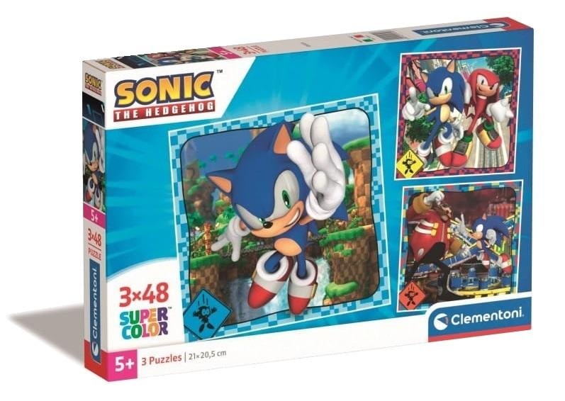 Clementoni Puzzle Super Color 3 x 48 Sonic - puzzle for children