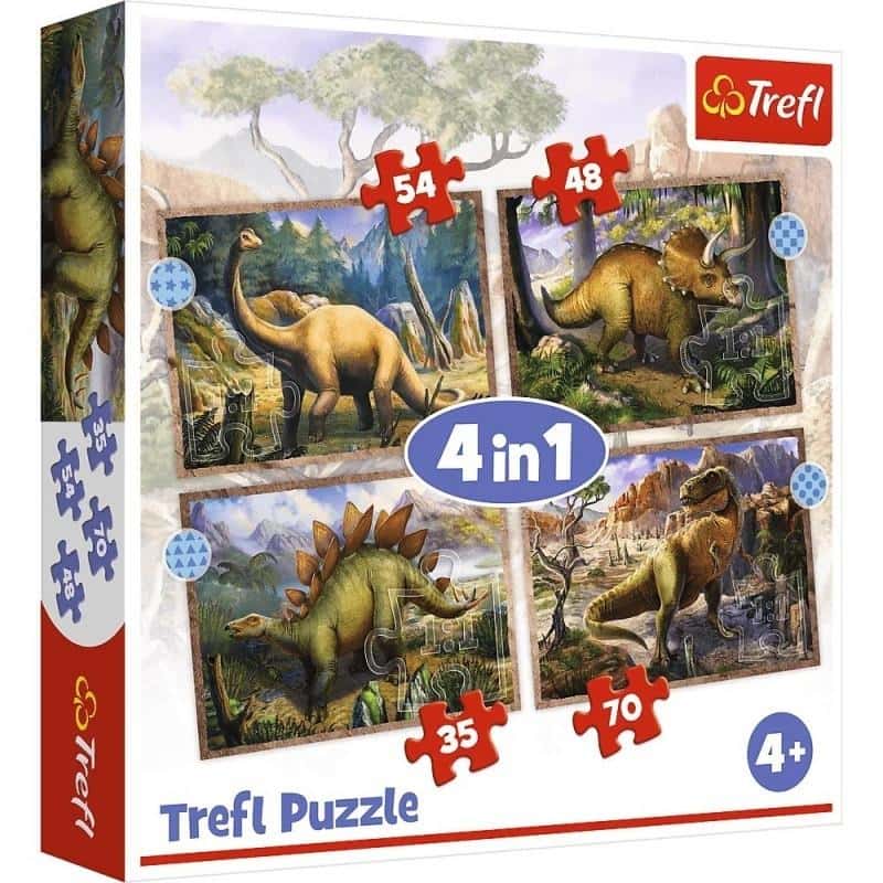 Trefl PAP Puzzle 4in1 Dinosaurs - learning and fun for kids