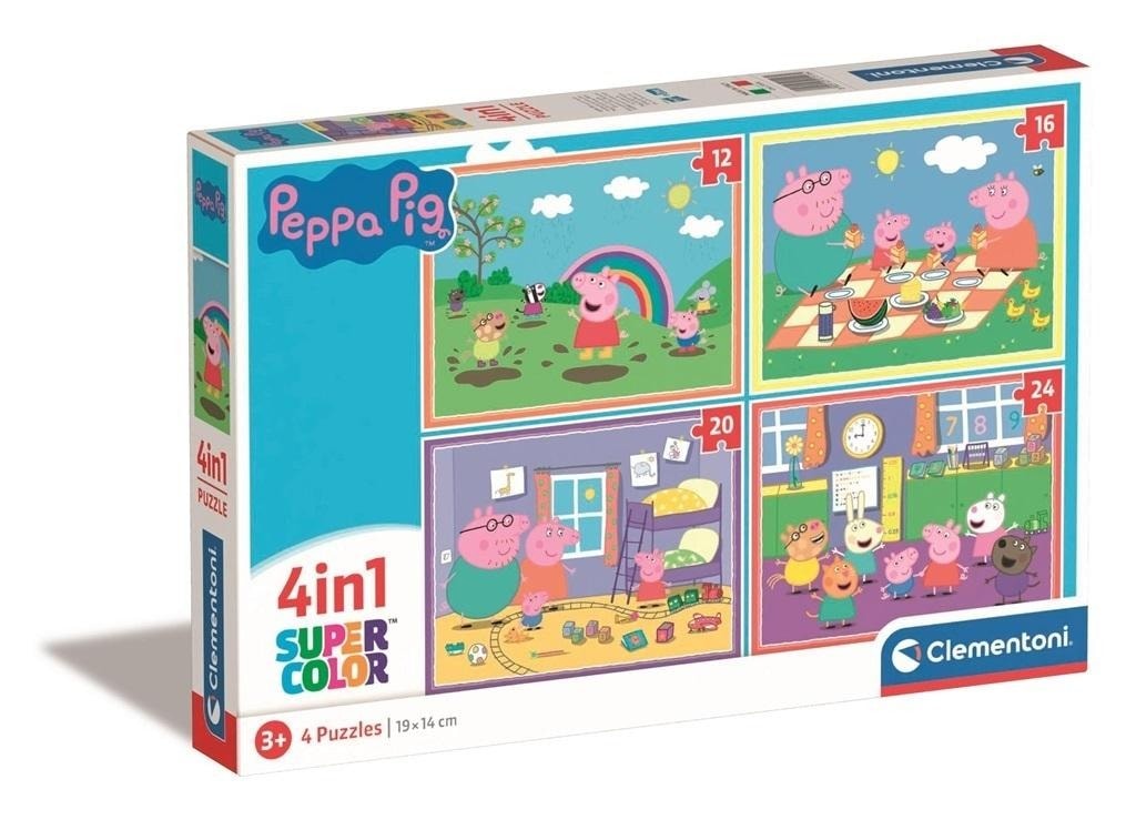 Clementoni Puzzle 4 in 1 Super Color Peppa Pig - Develop your child's skills!