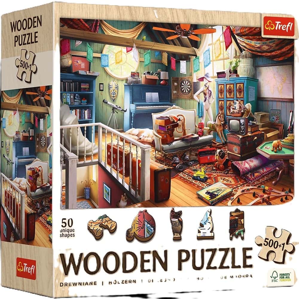 Trefl Wooden Puzzle Attic Treasures 500+1 - discover the joy of puzzling!