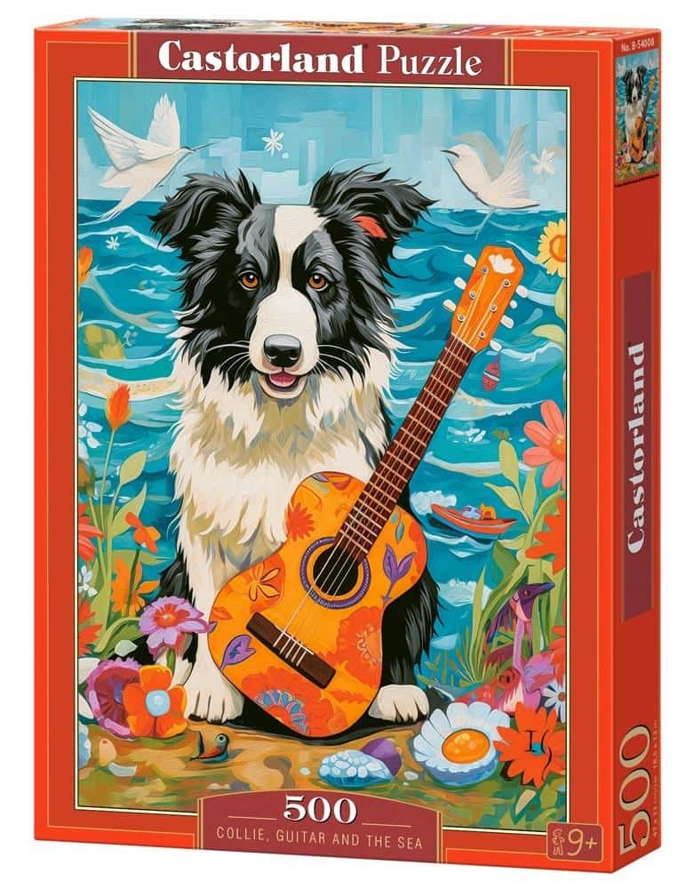 Castorland Puzzle 500 pieces - Collie, guitar and sea. Develops concentration!