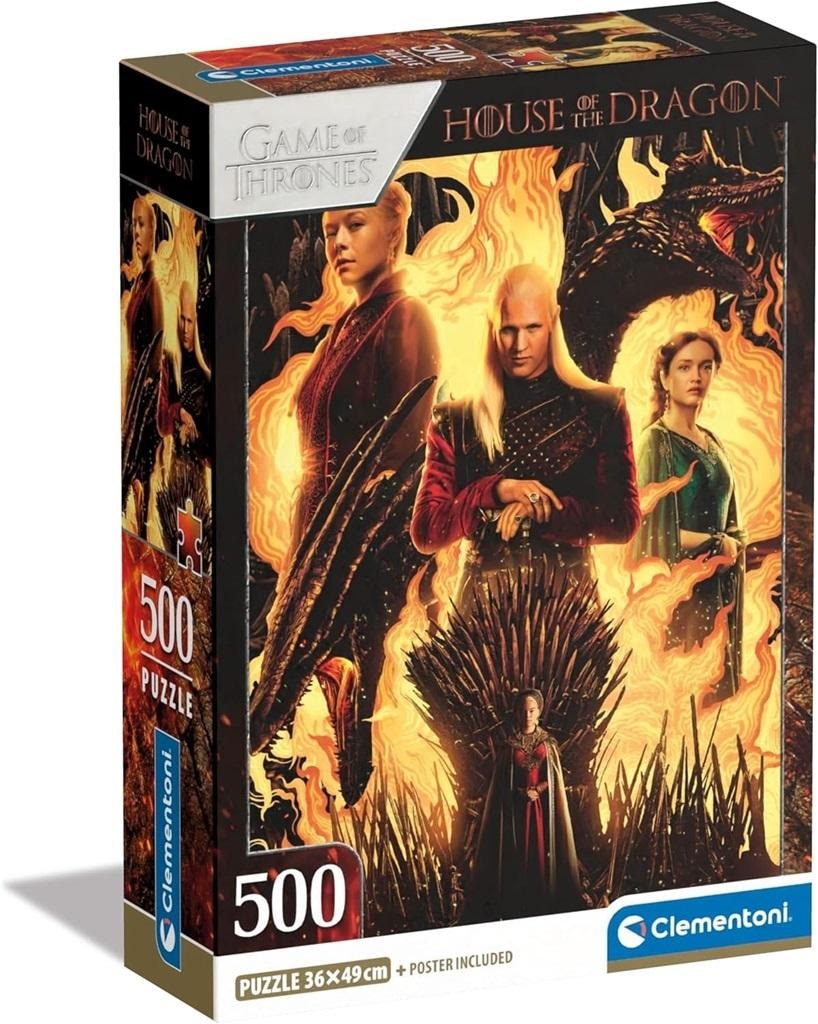 Clementoni Puzzle 500 Compact House of The Dragon - enter the world of Westeros