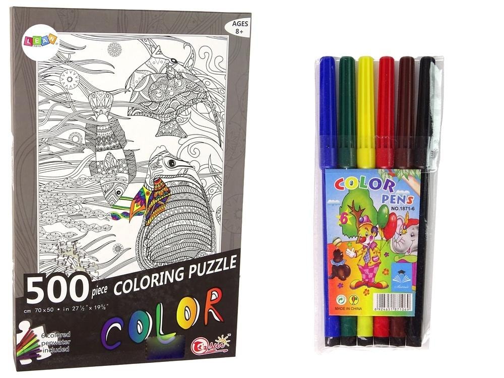 Leantoys Coloring Puzzle Ocean - 500 pieces of creative fun