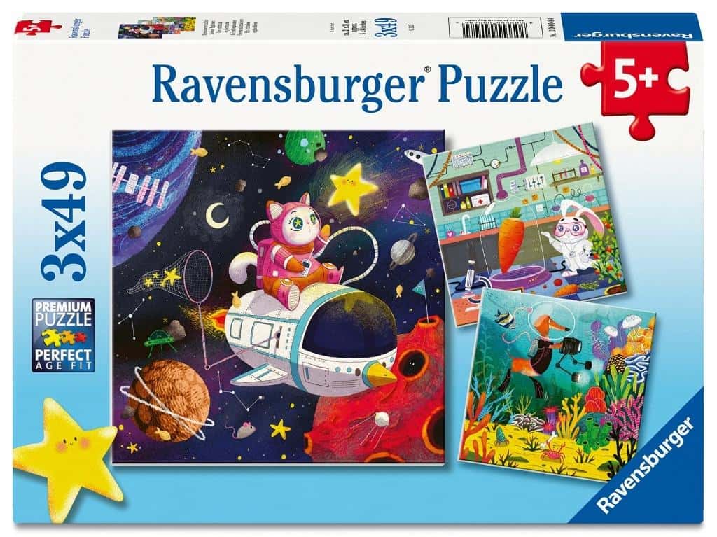 Ravensburger 2D Children's Puzzles Kids and Science 3x49 pieces - educational fun