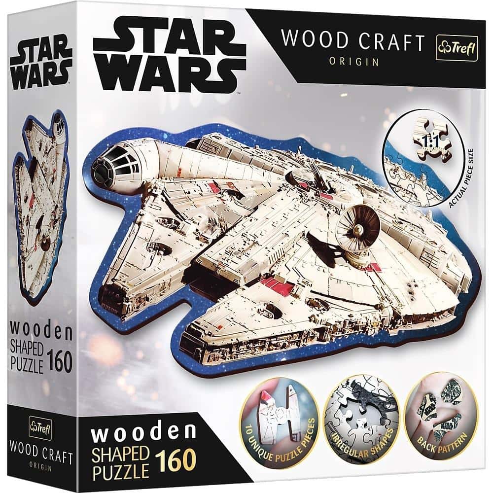 Trefl Wooden Contour Puzzle Millennium Falcon Star Wars 160 pieces - perfect as a gift