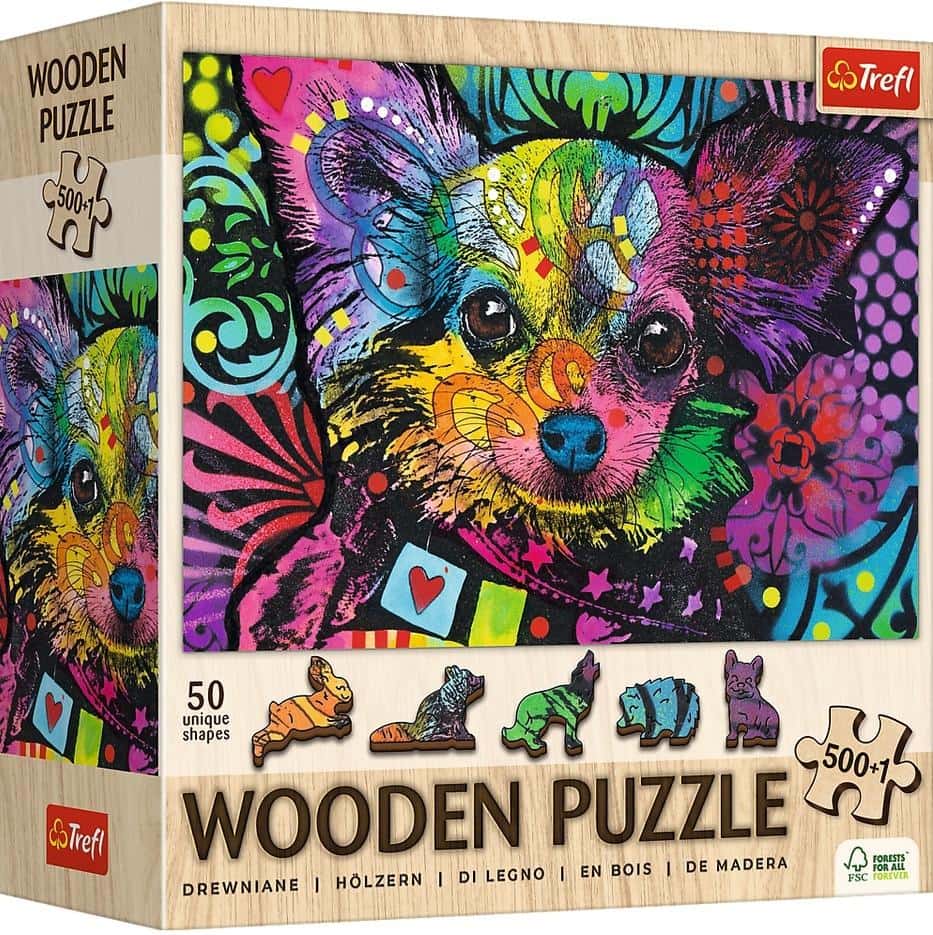 Wooden Puzzle Colorful Puppy 500+1 - Perfect as a gift