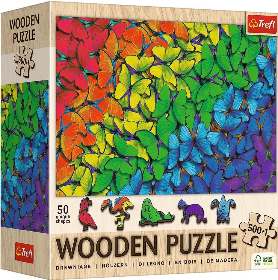 Wooden Puzzle Rainbow Butterflies 500+1 - perfect as a gift