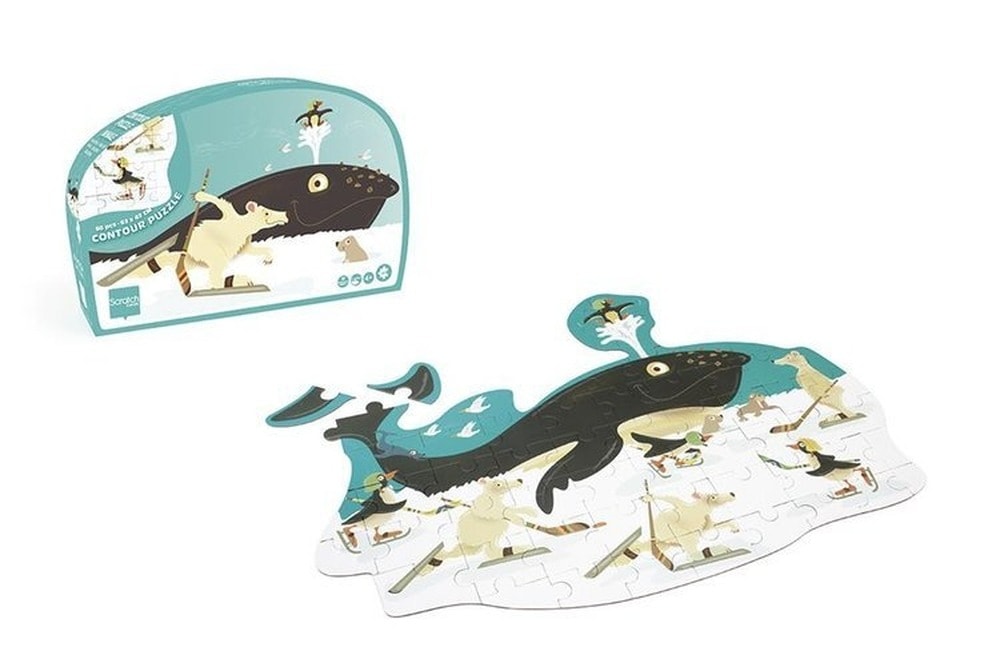 SCRATCH Contour Puzzle Whale - 60 pieces educational puzzle for children