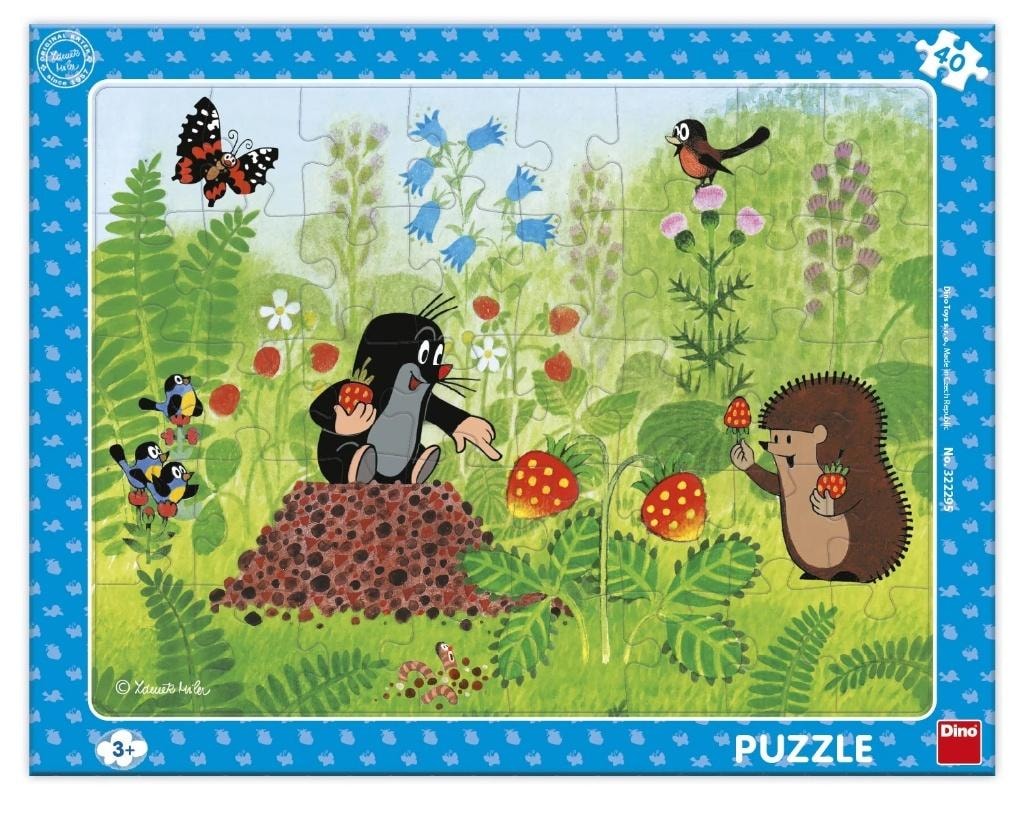 Dino Frame puzzle Mole and strawberries - 40 pieces of educational fun
