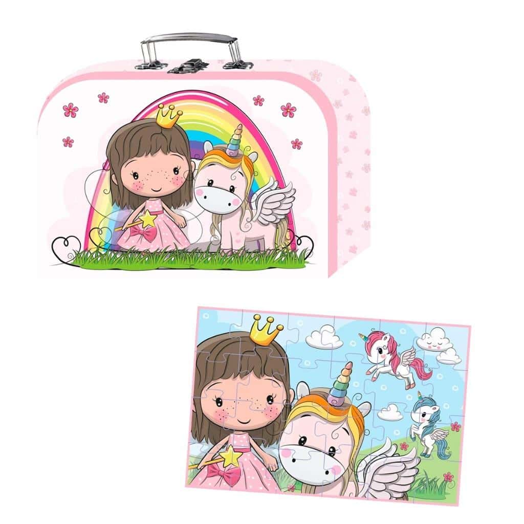 Barbo Toys Puzzle in suitcase Lillie and Ellie 24 pieces - perfect as a gift