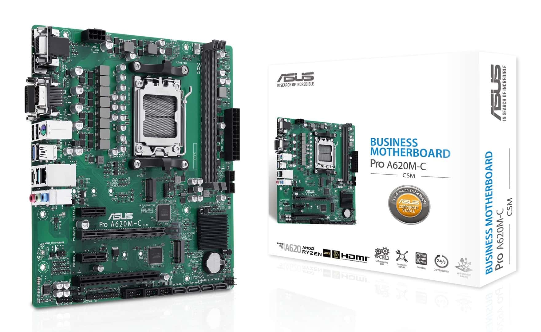 ASUS PRO A620M-C-CSM - Micro ATX Motherboard for AMD Ryzen