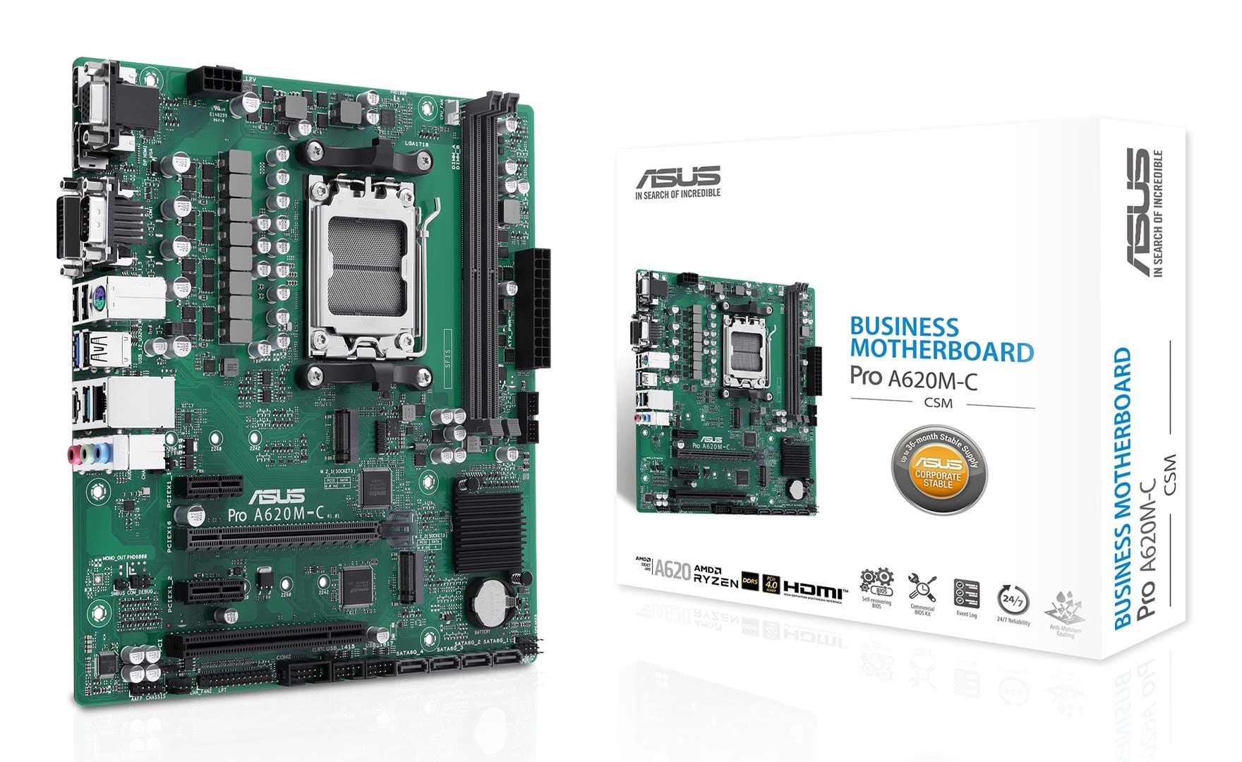ASUS PRO A620M-C-CSM - Micro ATX Motherboard for AMD Ryzen