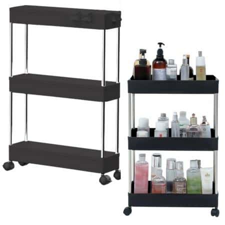 Multifunctional mobile shelf with 3 shelves on wheels - ideal for any interior
