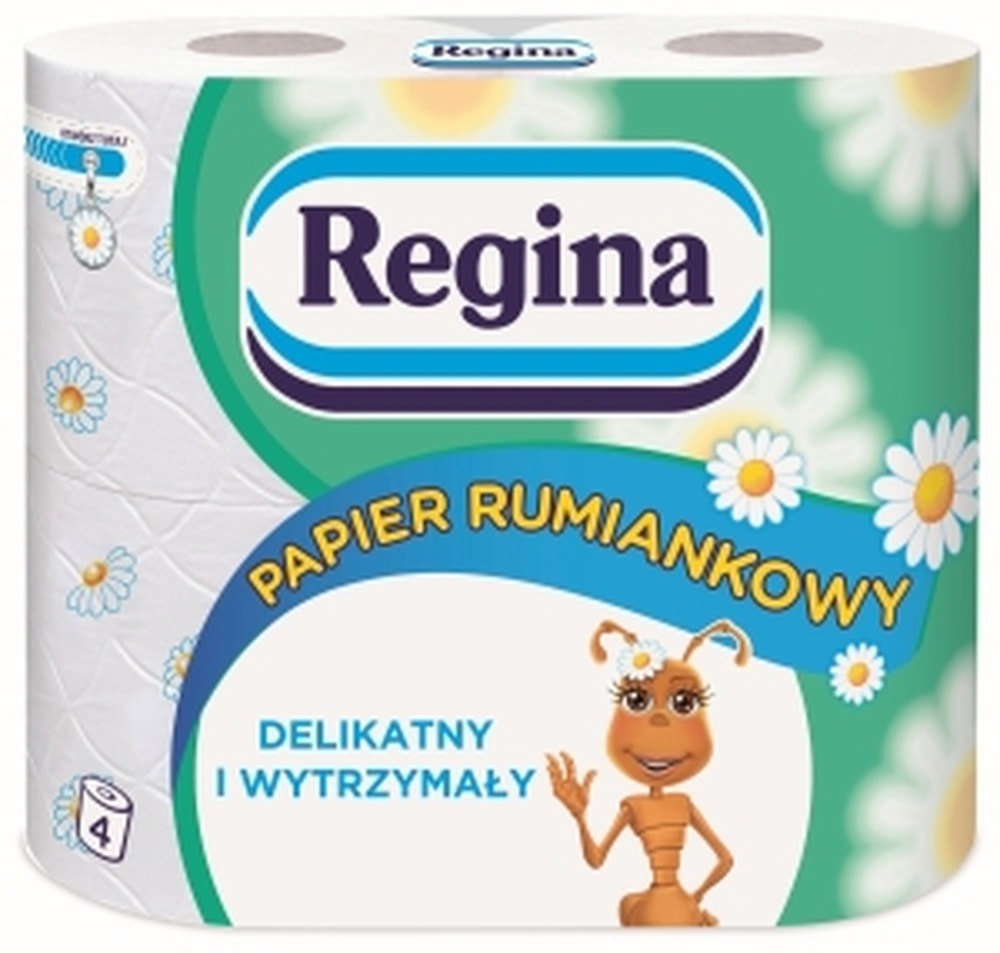 Regina Toilet Paper Chamomile - 4 rolls, 3-ply for delicate skin