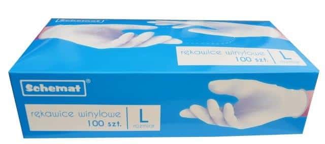 SCHEMAT Disposable vinyl household gloves - size L, 100 pieces