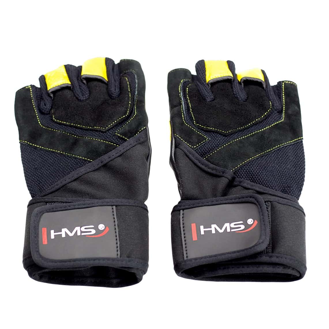 HMS RST01 Gym gloves black-yellow - Size L ideal for training