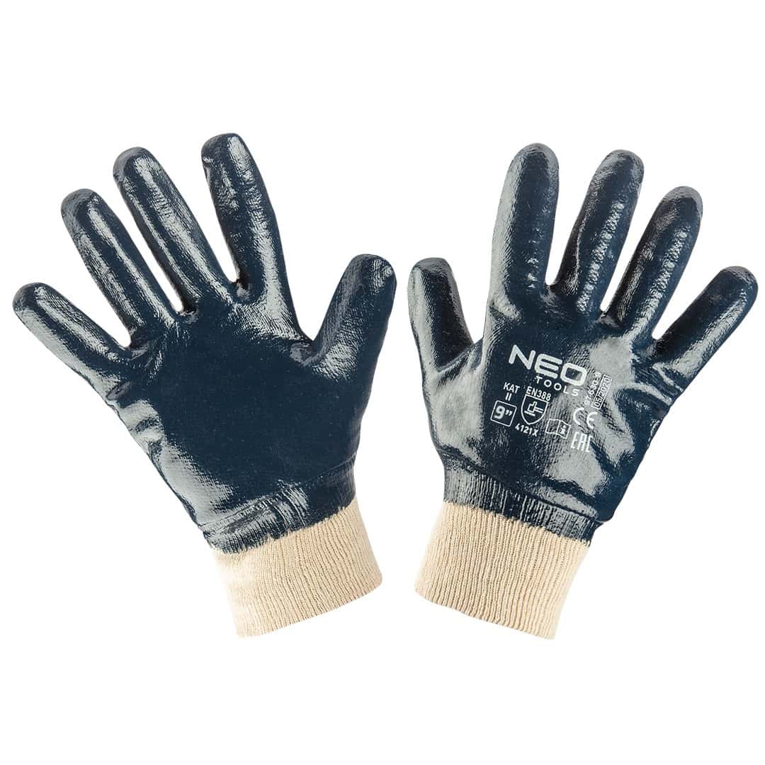 NEO Cotton work gloves with nitrile coating size 9