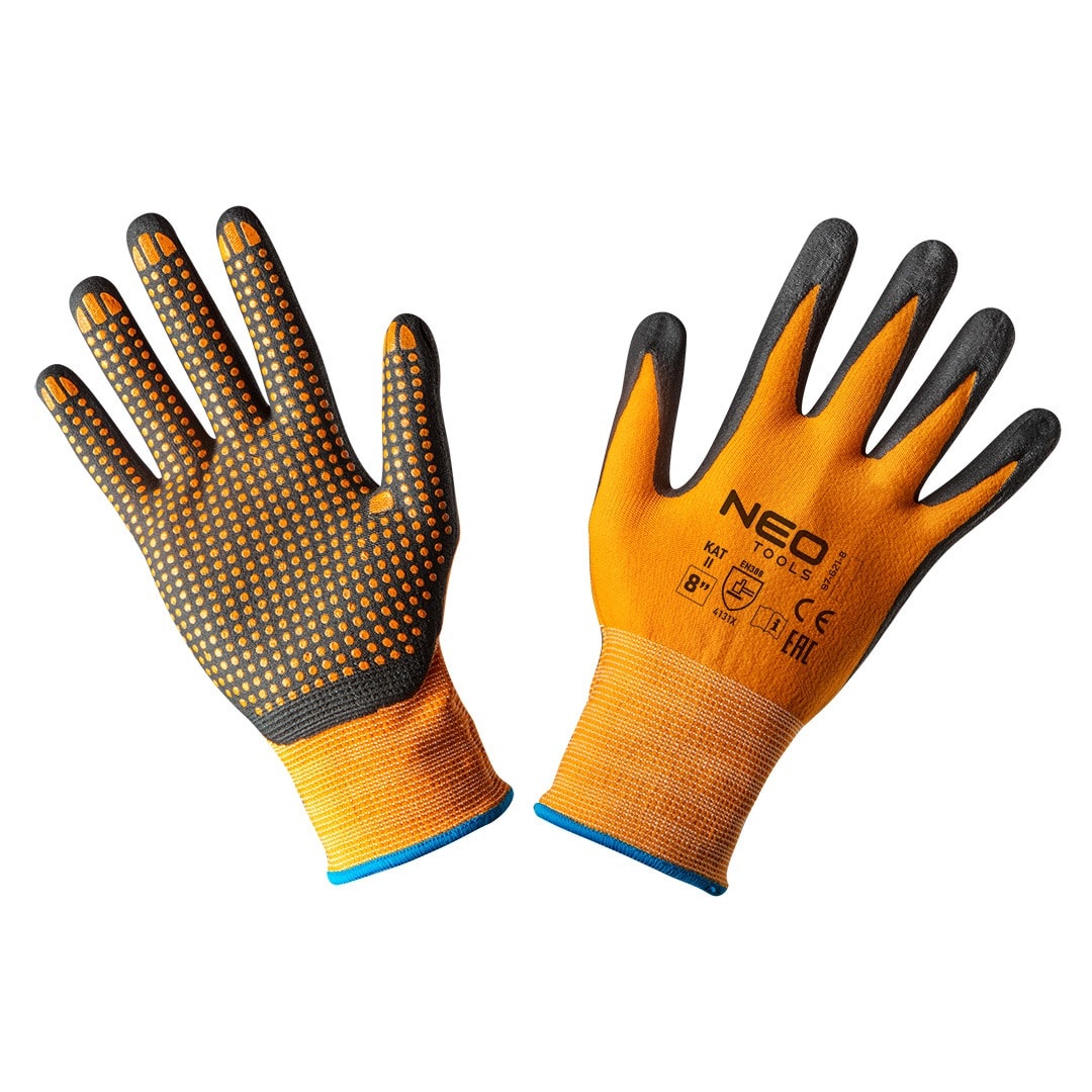 NEO Nylon work gloves with nitrile dots - size 8