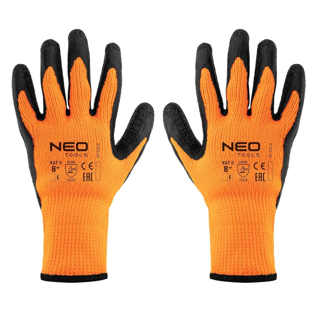 NEO Insulated work gloves polyester latex coated size 8 - comfort and protection