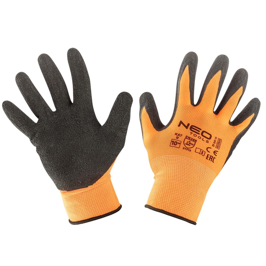 NEO Work Gloves - Polyester with Crinkle Latex Coating Size 10