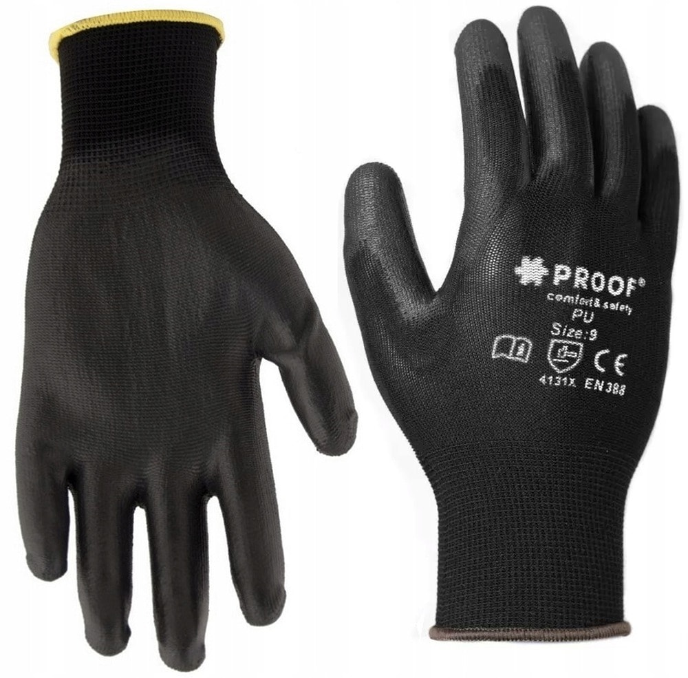 Polyester work gloves with nitrile coating - 12 pairs, size 10 - protection and comfort