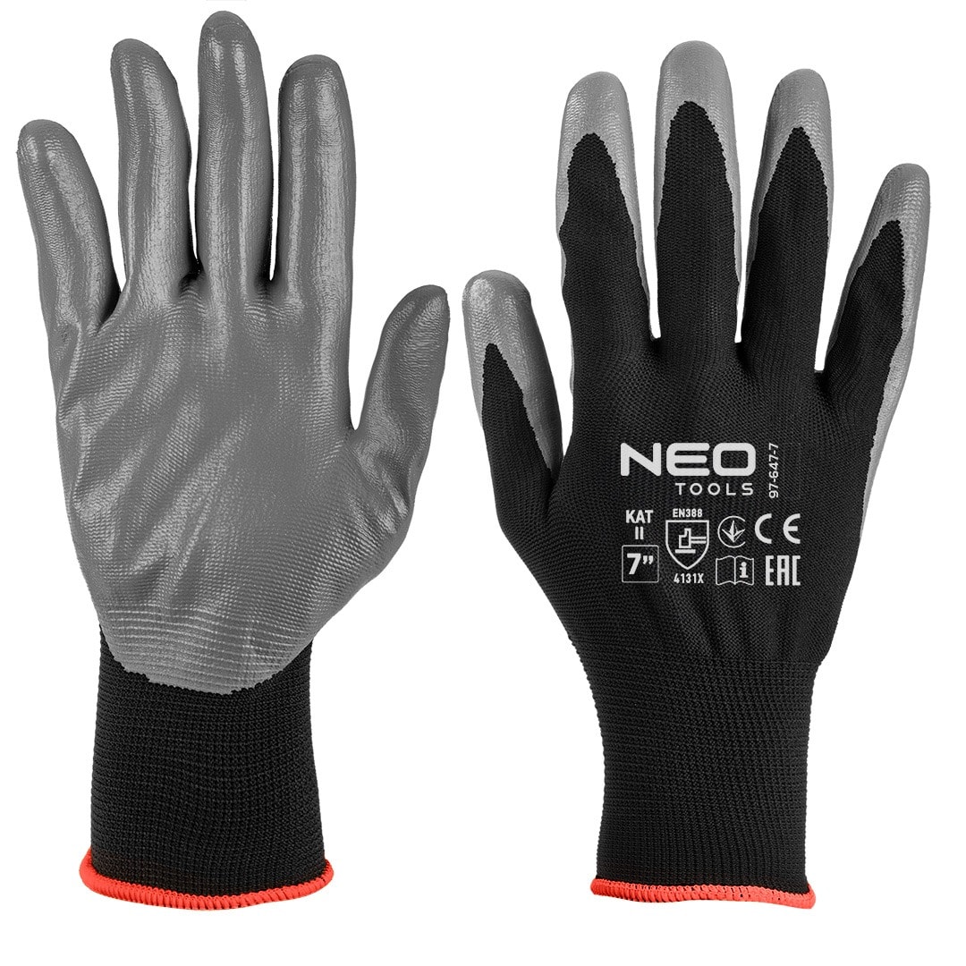 NEO TOOLS Polyester work gloves coated with nitrile size 7
