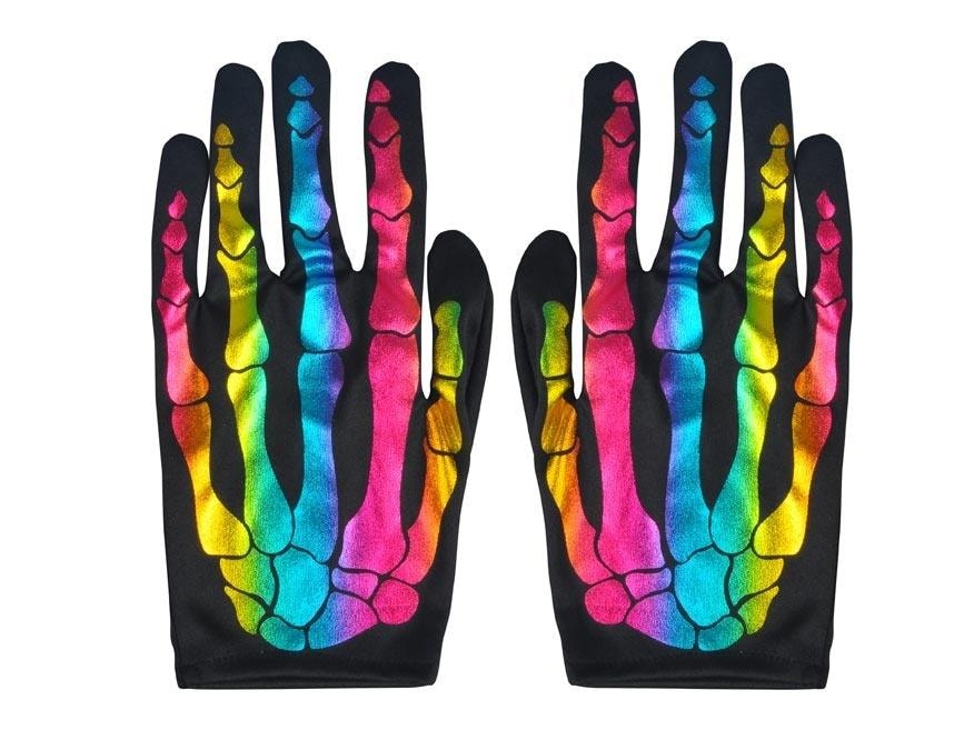Colorful skeleton gloves 22cm - perfect for Halloween