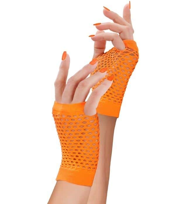 Widmann Neon orange fingerless gloves - perfect for parties