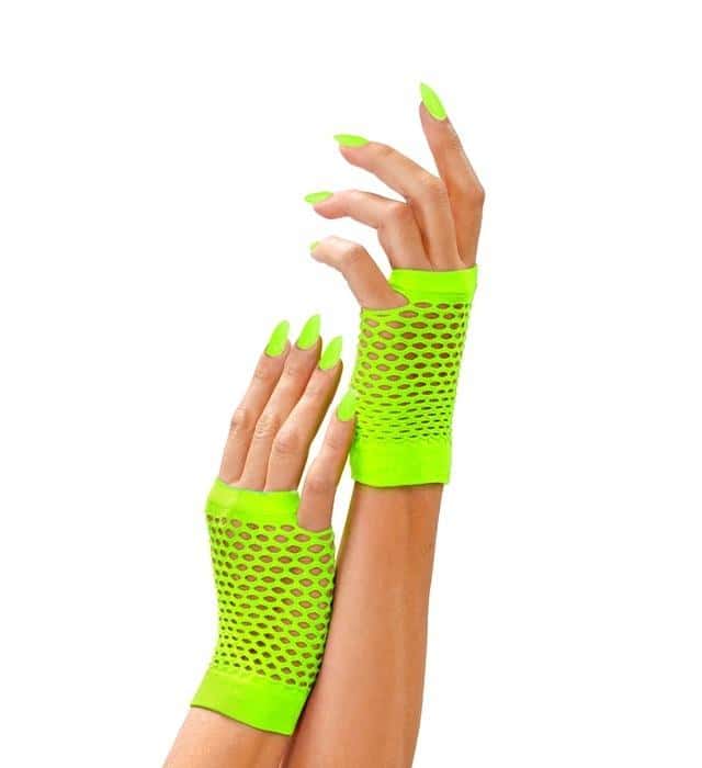 Widmann Neon green fingerless gloves - add some sparkle!